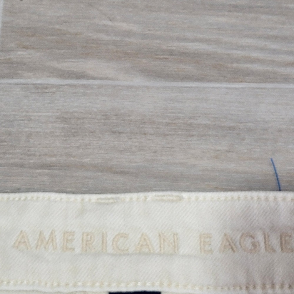 American Eagle Carpenter Pants Womens 14 Cream Stretch Wide Leg Utility Y2k - Picture 15 of 16